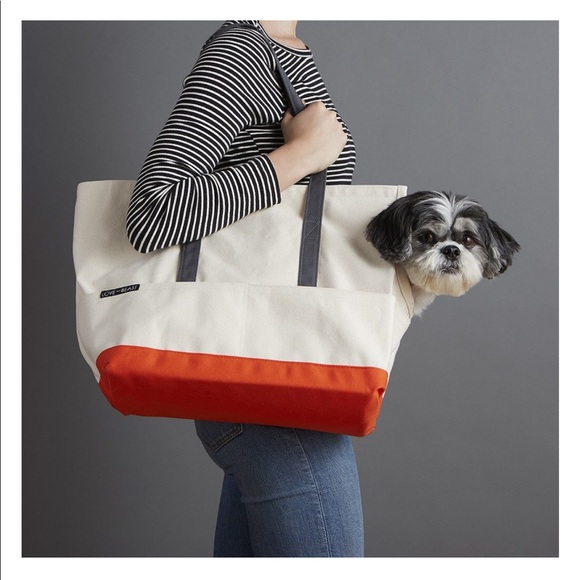 CANVAS PET TOTE NATURAL & ORANGE - Picture 2 of 4